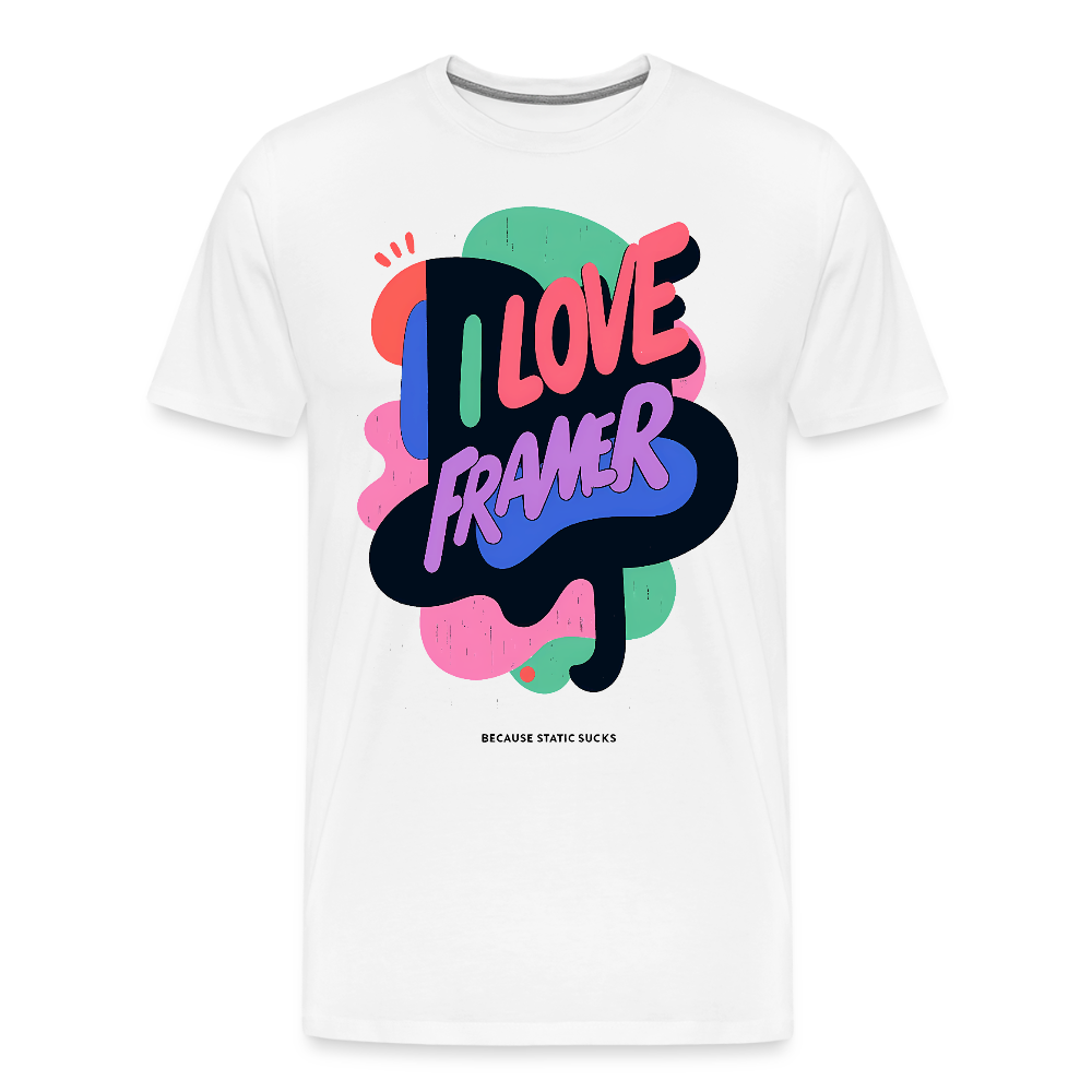 I love Framer because static sucks - Men’s Premium T-Shirt - white