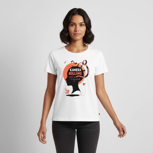Camera rolling - and so is my mind - Women’s Premium T-Shirt - white
