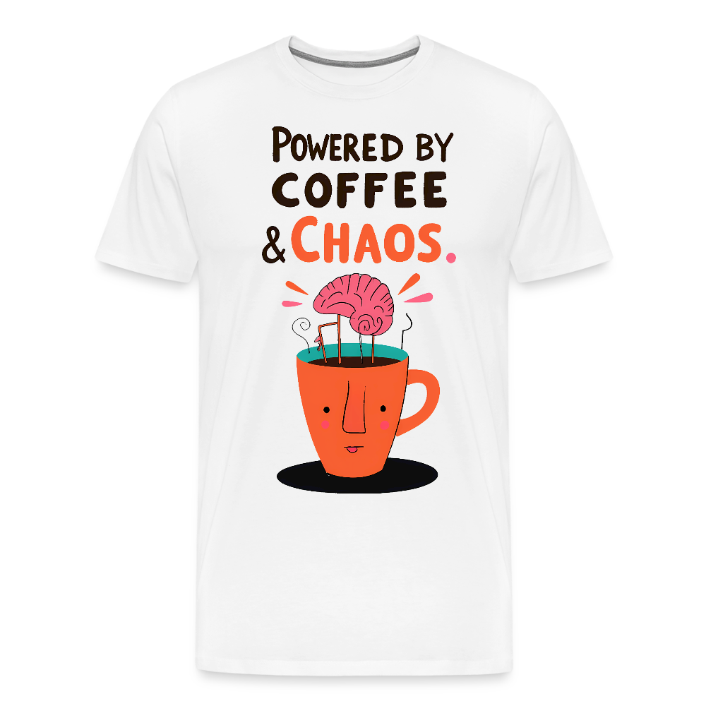 Powered by Coffee & Chaos - Men’s Premium T-Shirt - white