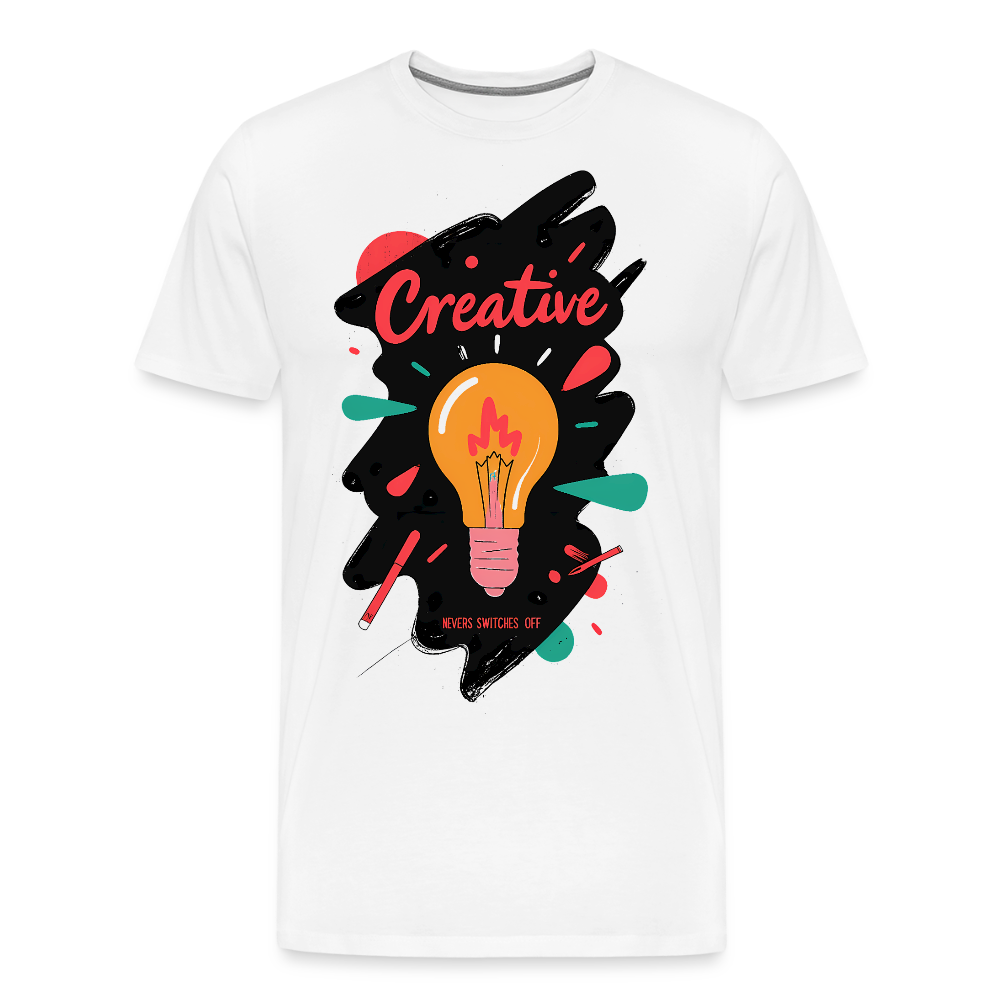 Creative - Never switches off - Men’s Premium T-Shirt - white