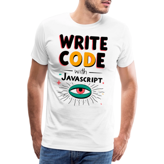 Write Code with Javascript - Men’s Premium T-Shirt - white