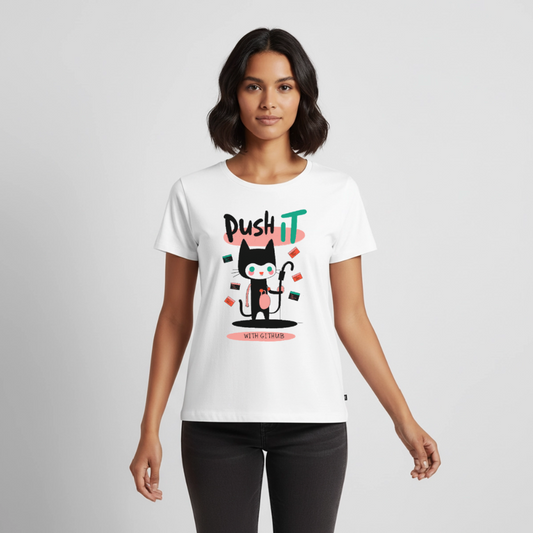 Push it with GITHUB - Women’s Premium T-Shirt - white