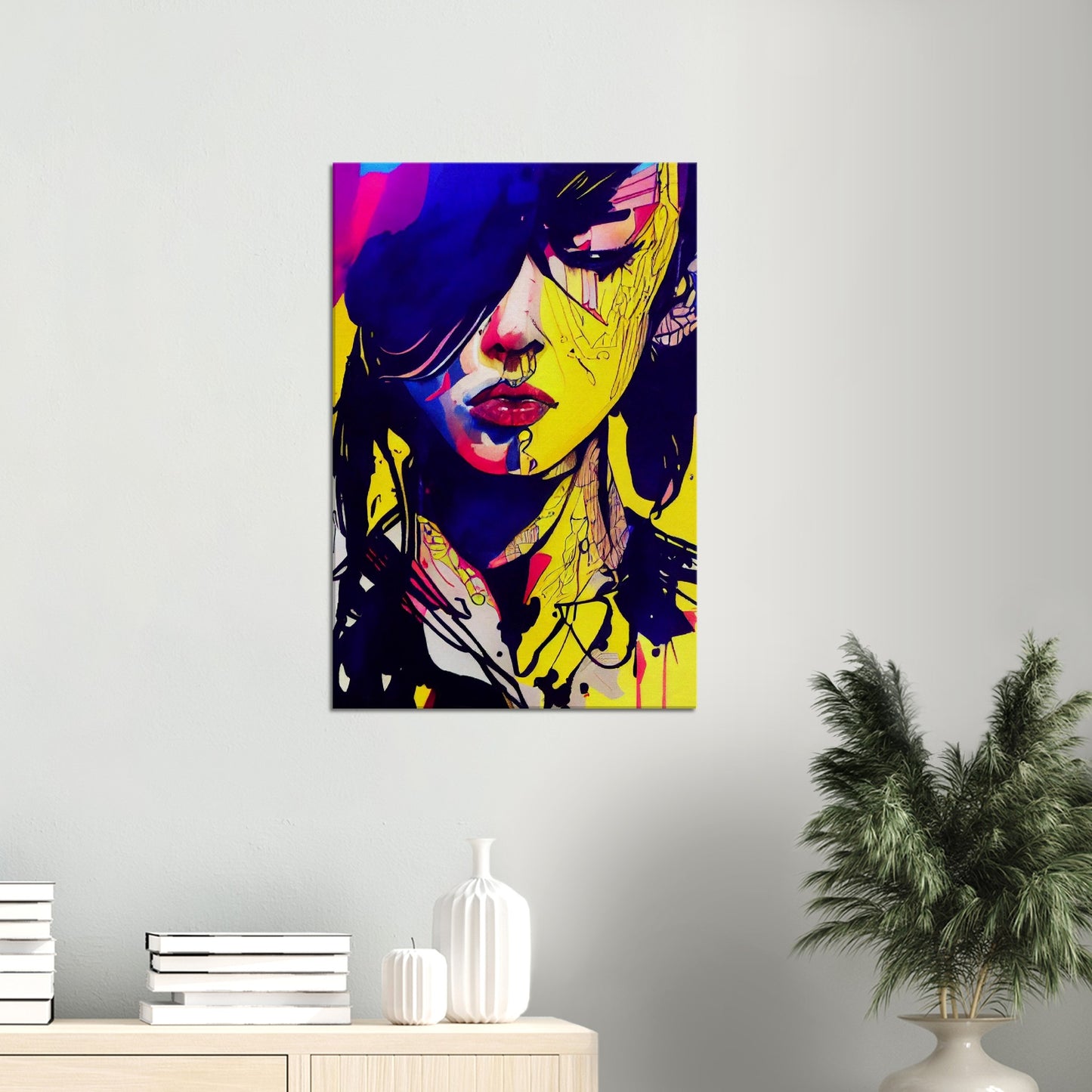 Girl with closed eyes - Urban Art on Canvas