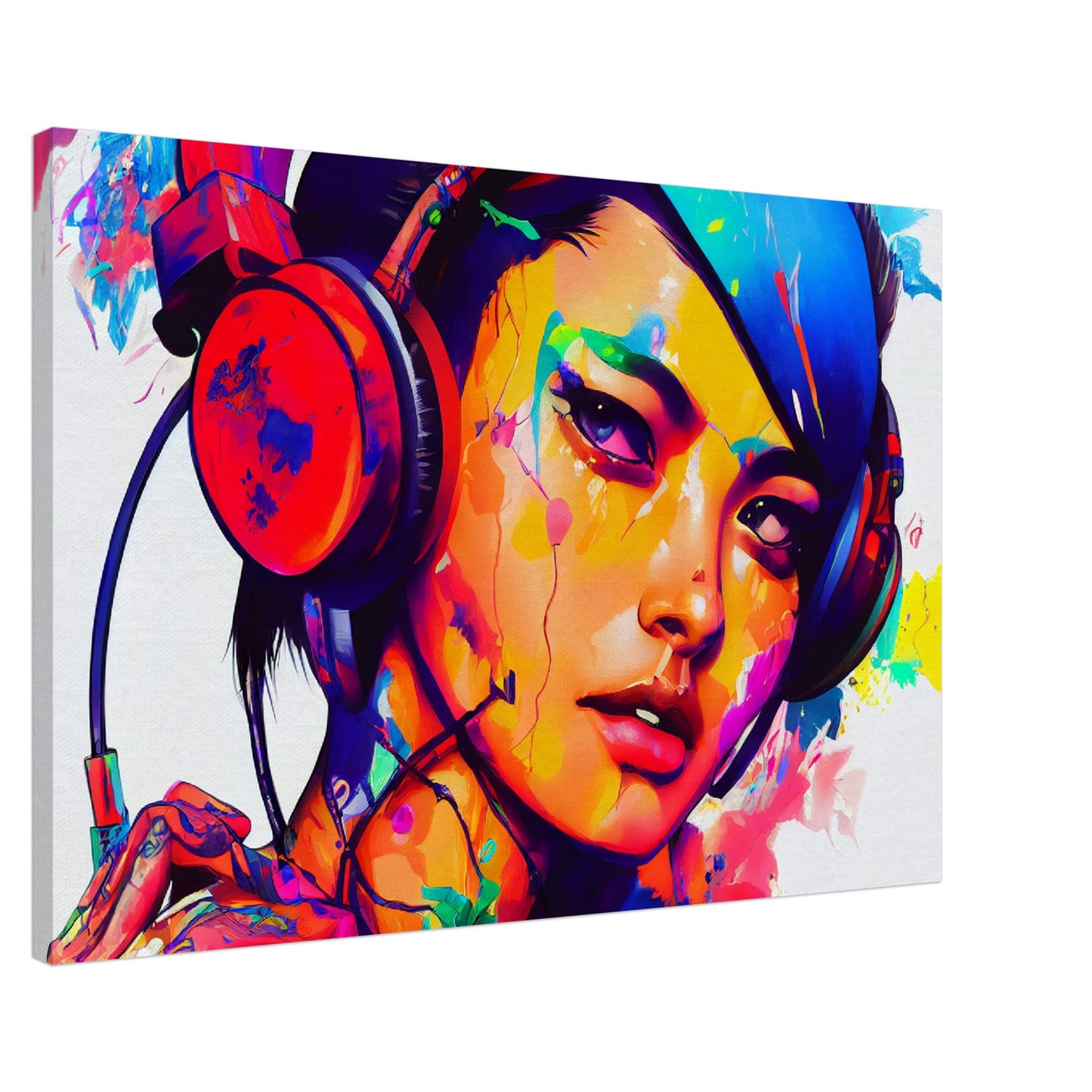 Girl with headphones - Urban Art on Canvas