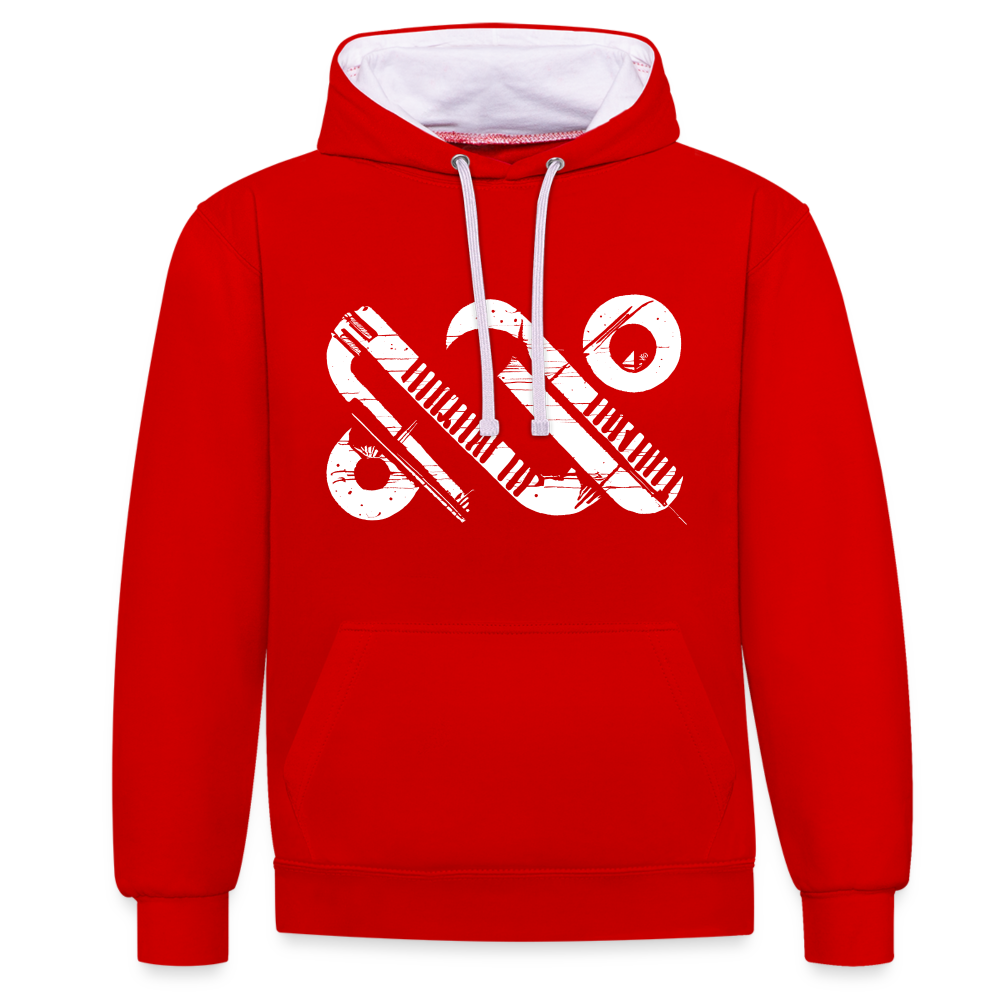 Contrast Colour Hoodie - red/white