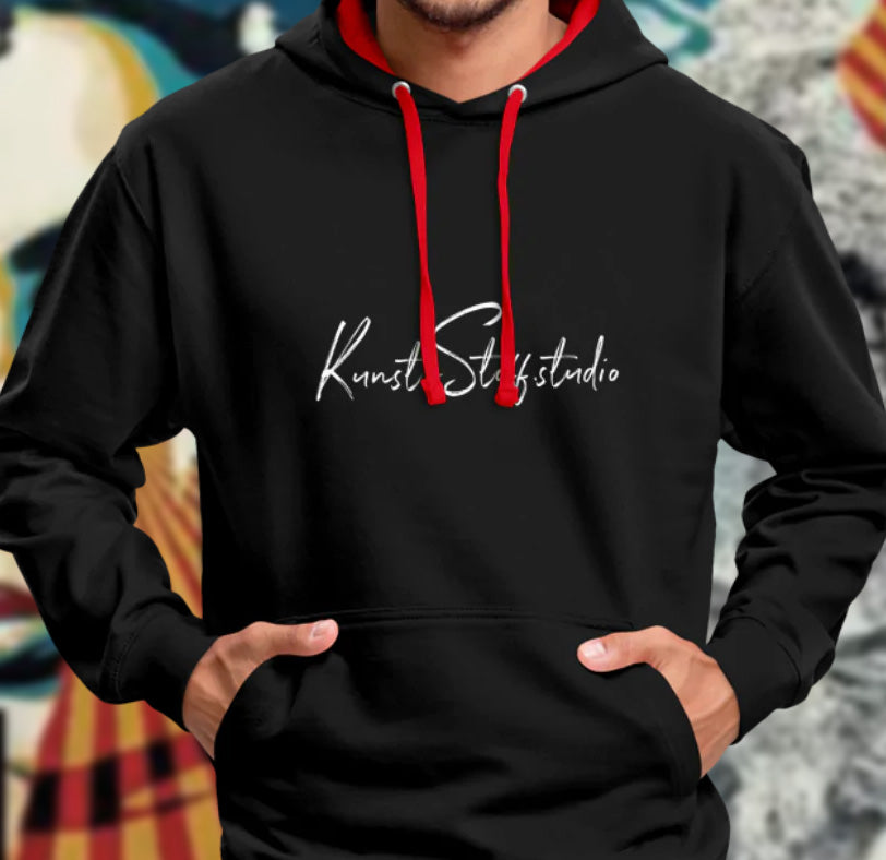 KUNST-STOFF.STUDIO - Hoodie in Kontrastfarbe für Herren