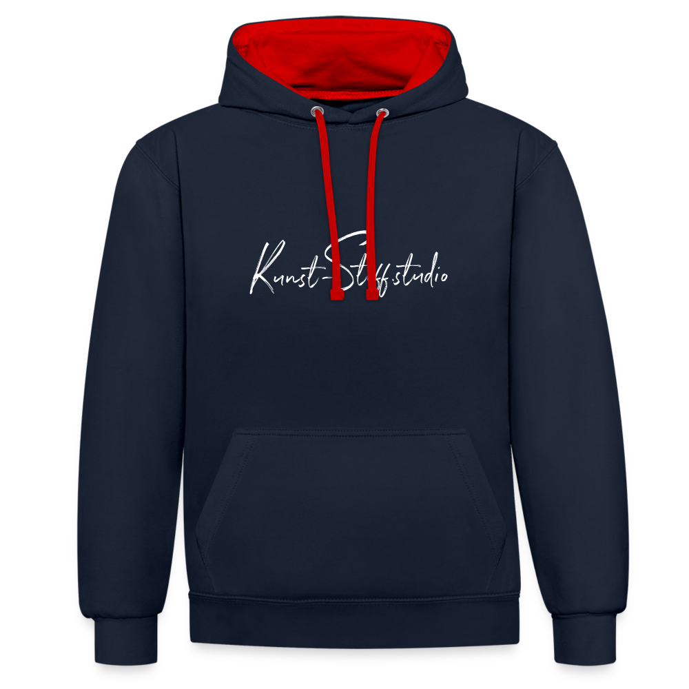 Contrast Colour Hoodie - navy/red