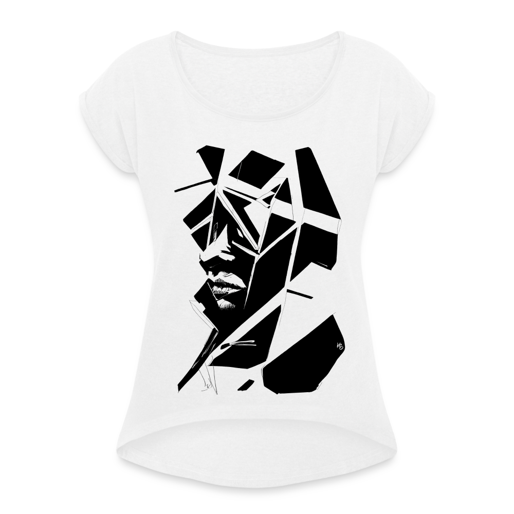 Women’s T-Shirt with rolled up sleeves - white