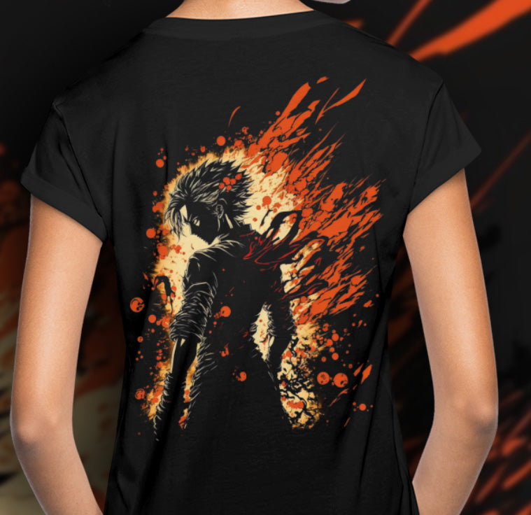 Anime Flames Backprint - Übergroßes T-Shirt für Frauen