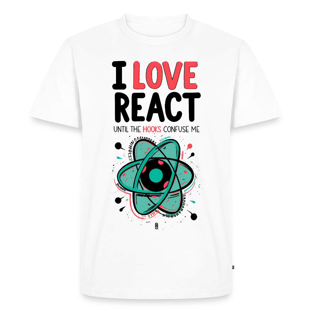 I love React until the Hooks confuse me - Men’s Premium T-Shirt - white