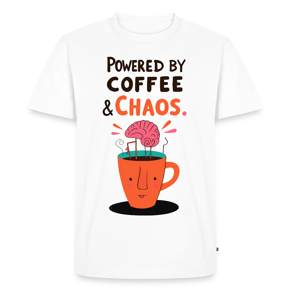 Powered by Coffee & Chaos - Men’s Premium T-Shirt - white