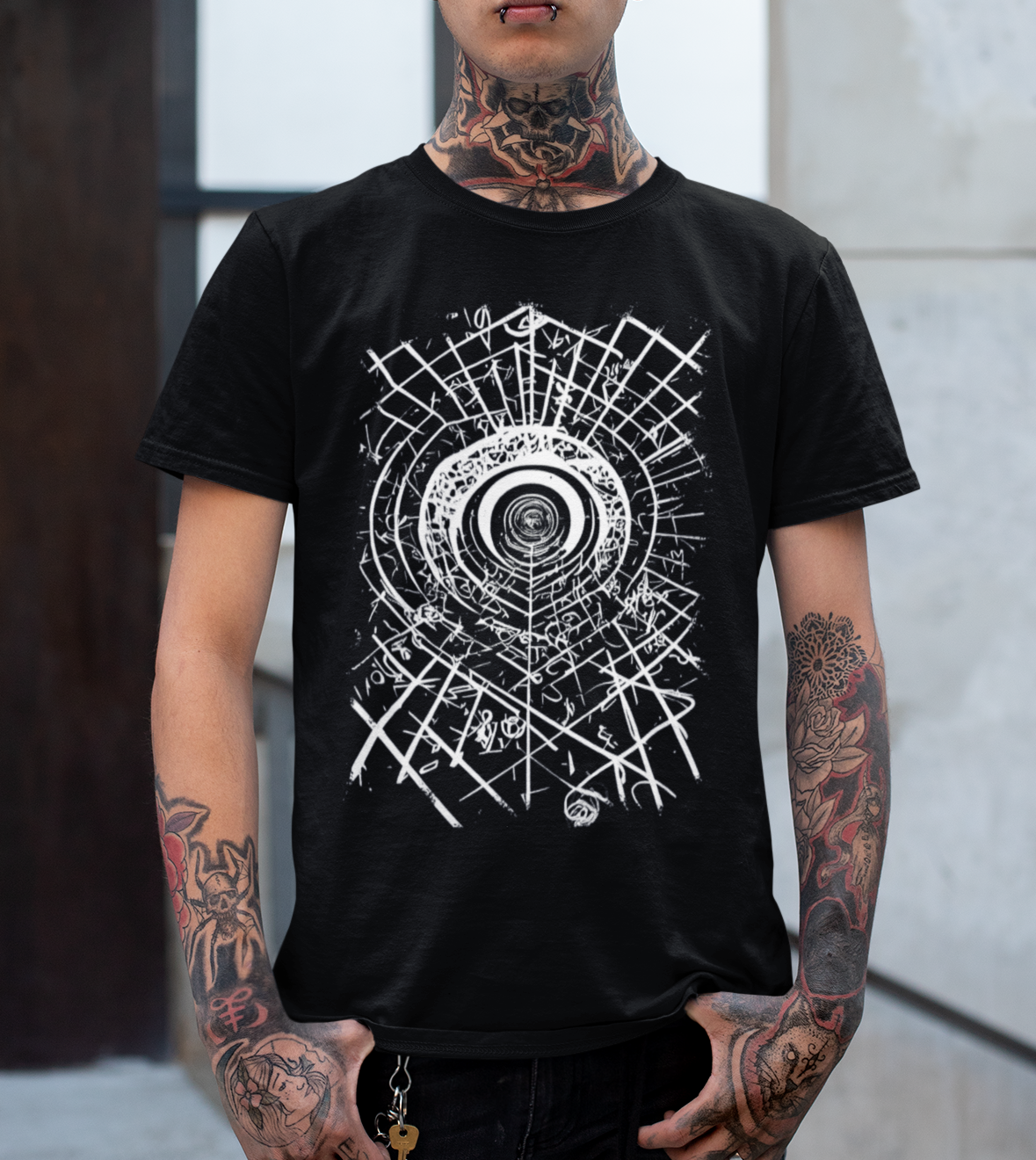Abstract Line Net - Urban Art - T-Shirt for Men