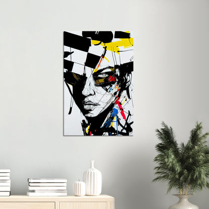 Abstraktes Geometrie-Gesicht - Urban Art auf Leinwand