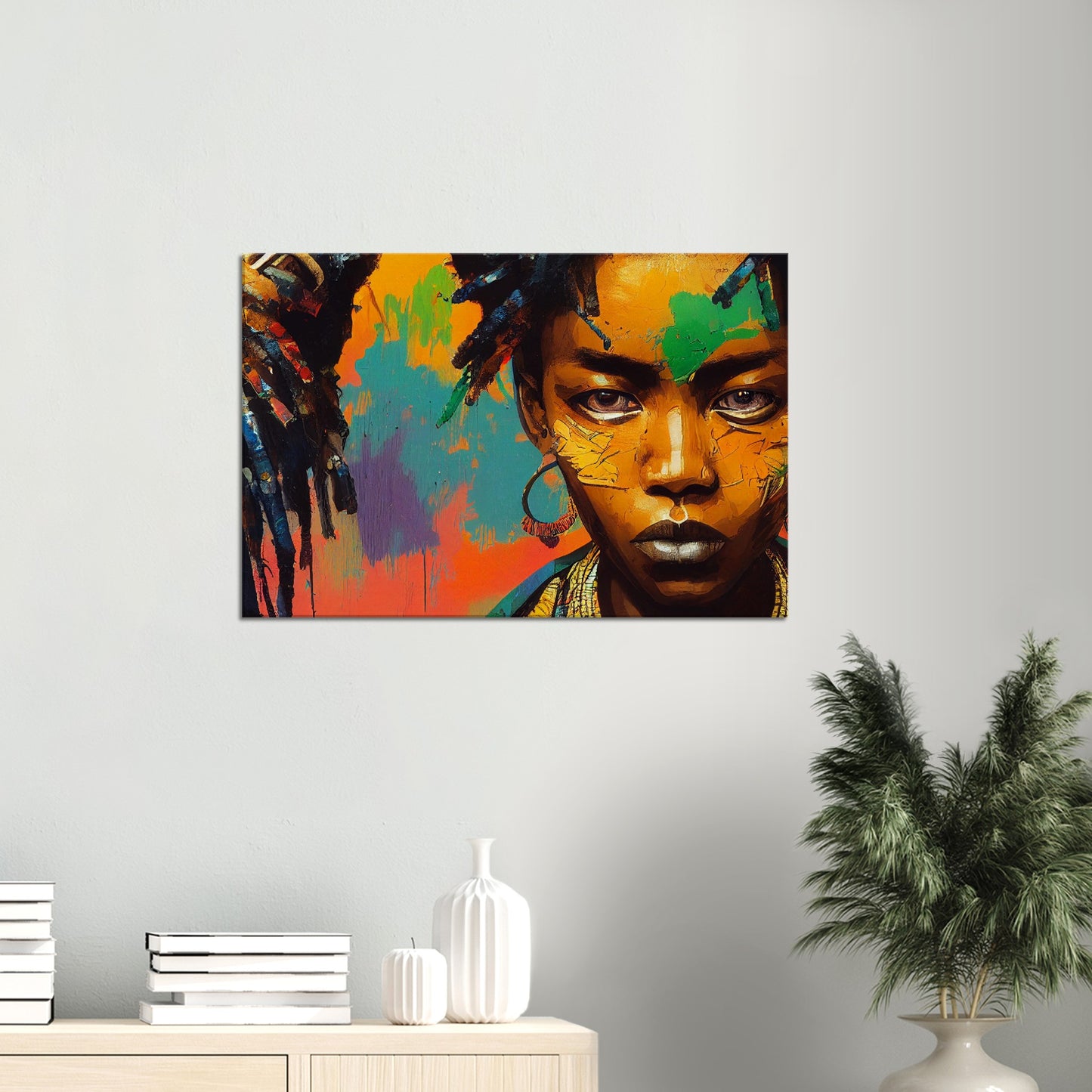 African Tribe Girl - Urban Art on Canvas