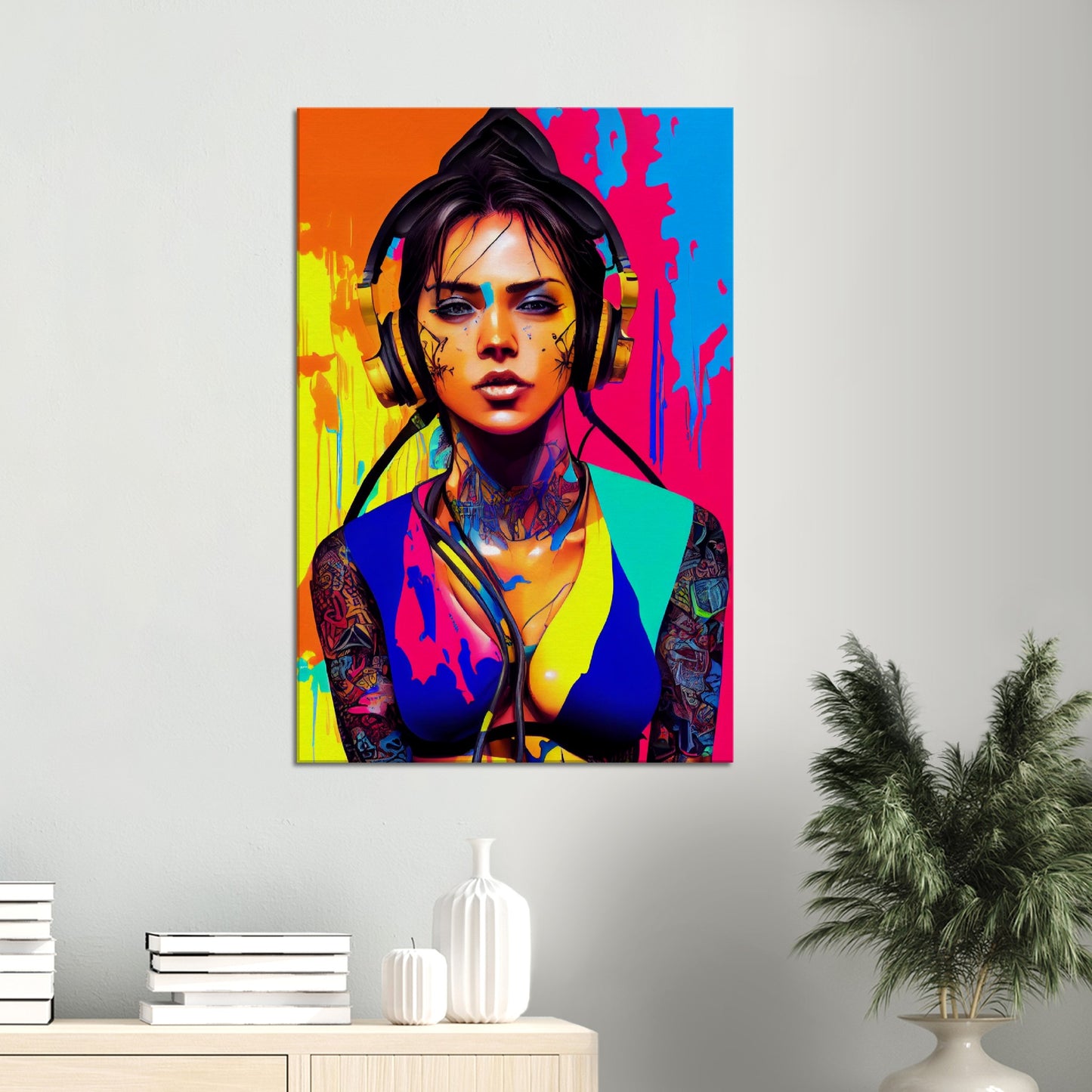 DJ Bikini Girl - Urban Art on Canvas