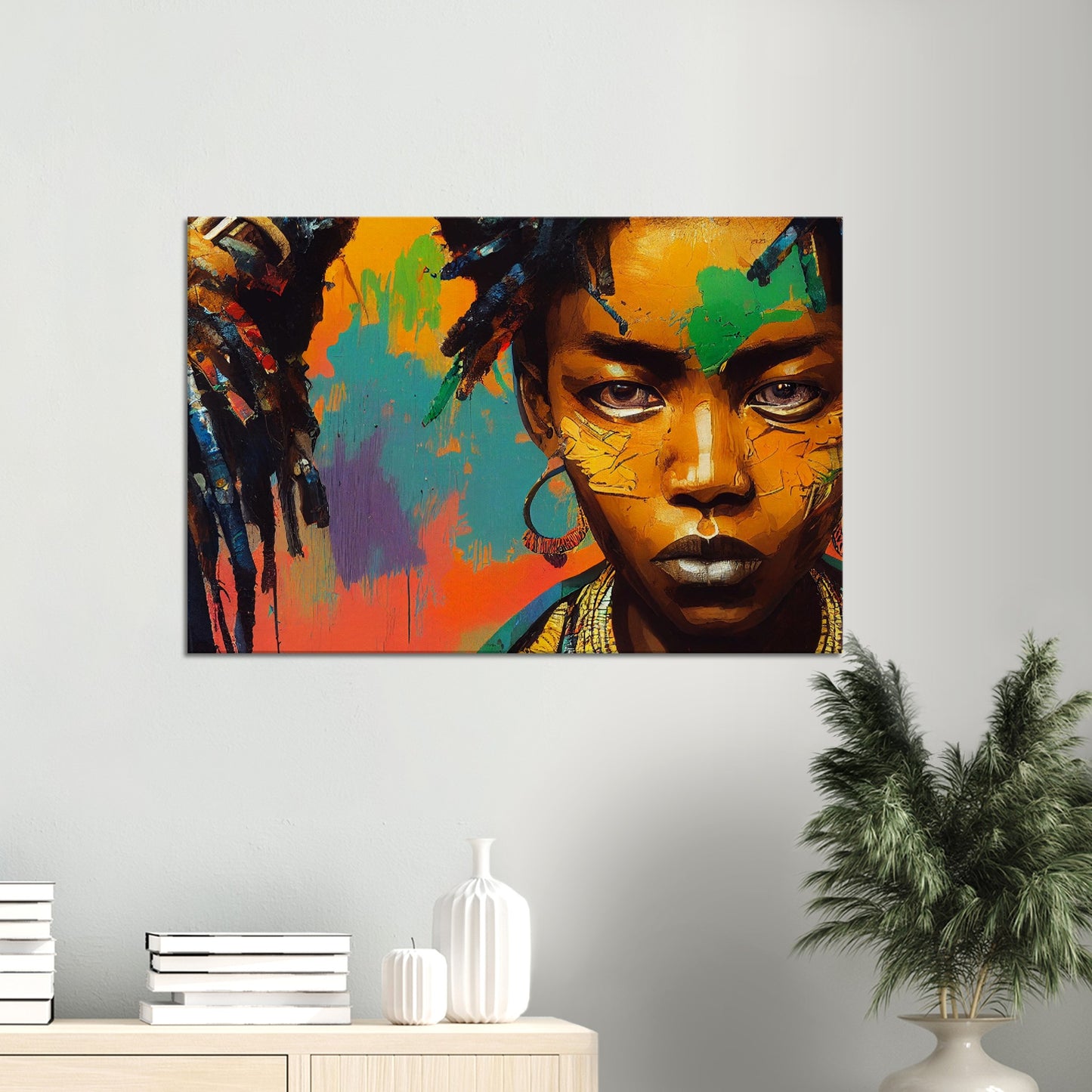 African Tribe Girl - Urban Art on Canvas