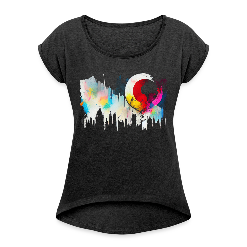 Women’s T-Shirt with rolled up sleeves - heather black