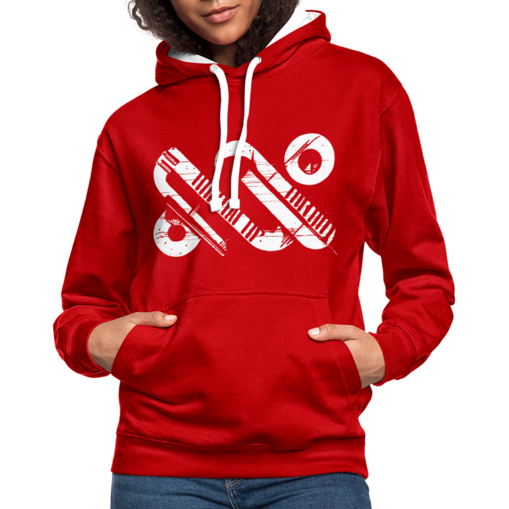 Contrast Colour Hoodie - red/white