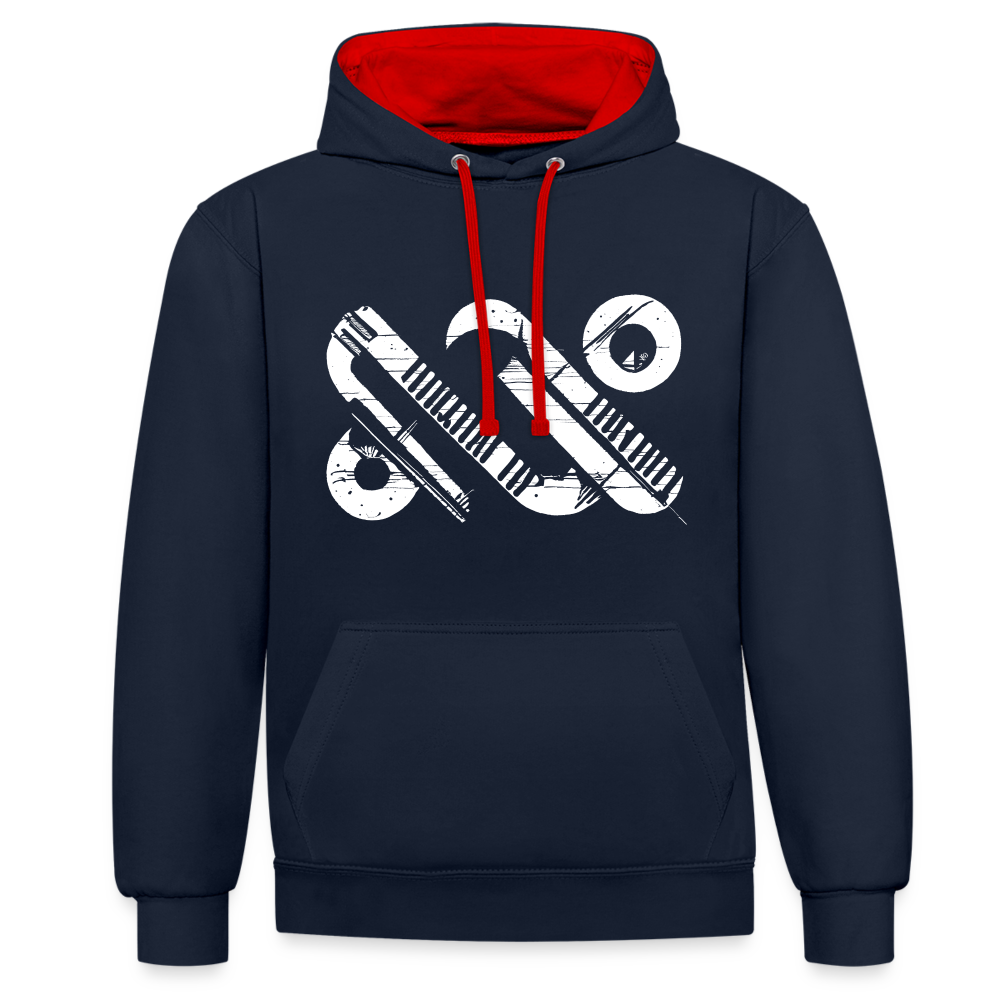 Contrast Colour Hoodie - navy/red