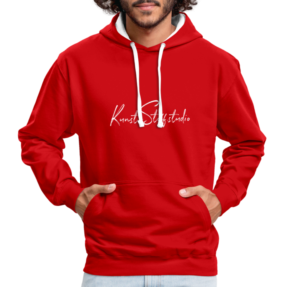 Contrast Colour Hoodie - red/white